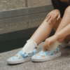 Slip On Floral Shark Aqua
