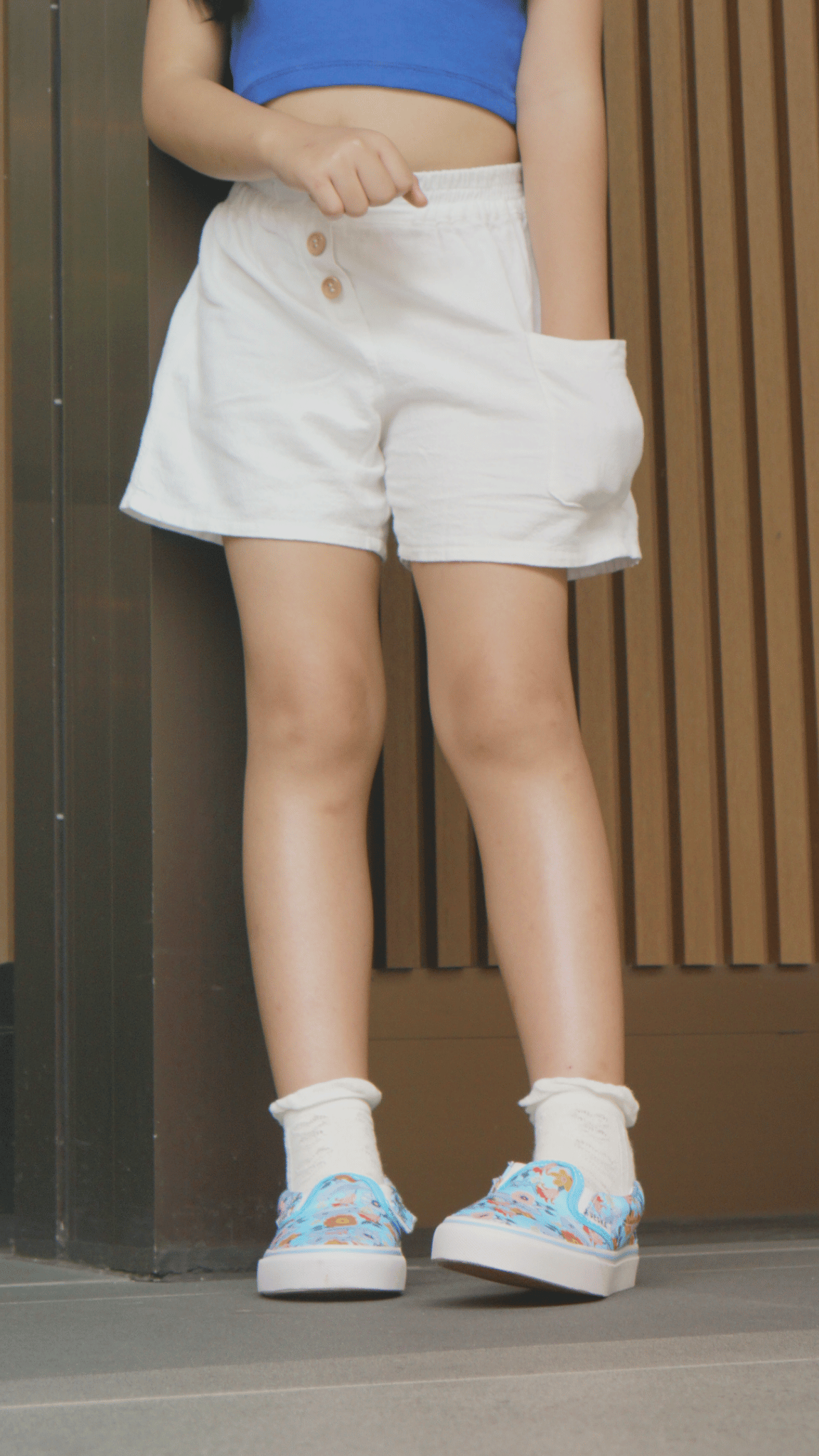 Slip On Floral Shark Aqua