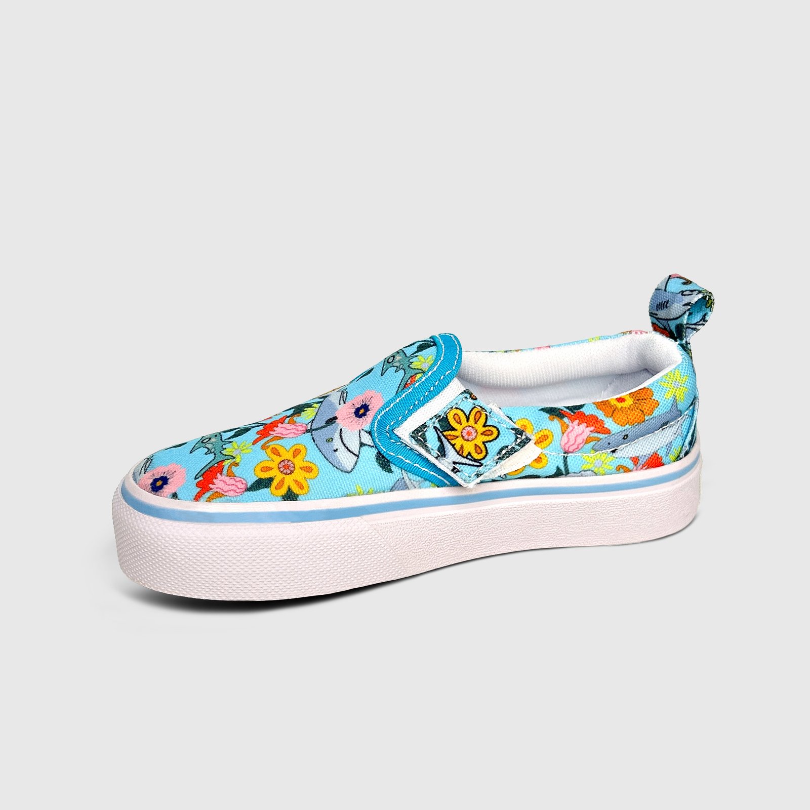 Slip On Floral Shark Aqua