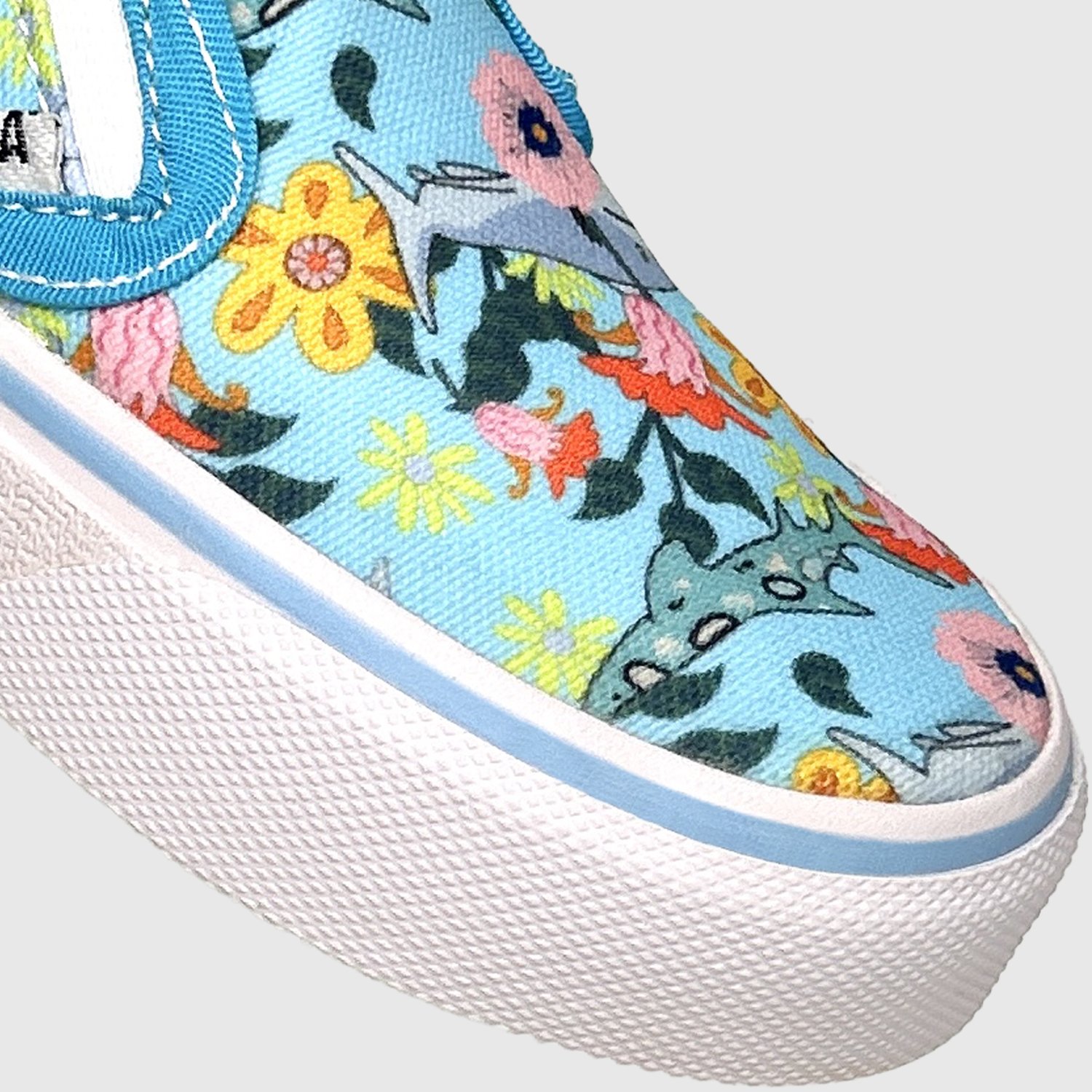 Slip On Floral Shark Aqua